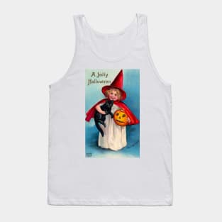 Vintage Halloween Girl Black Cat Tank Top